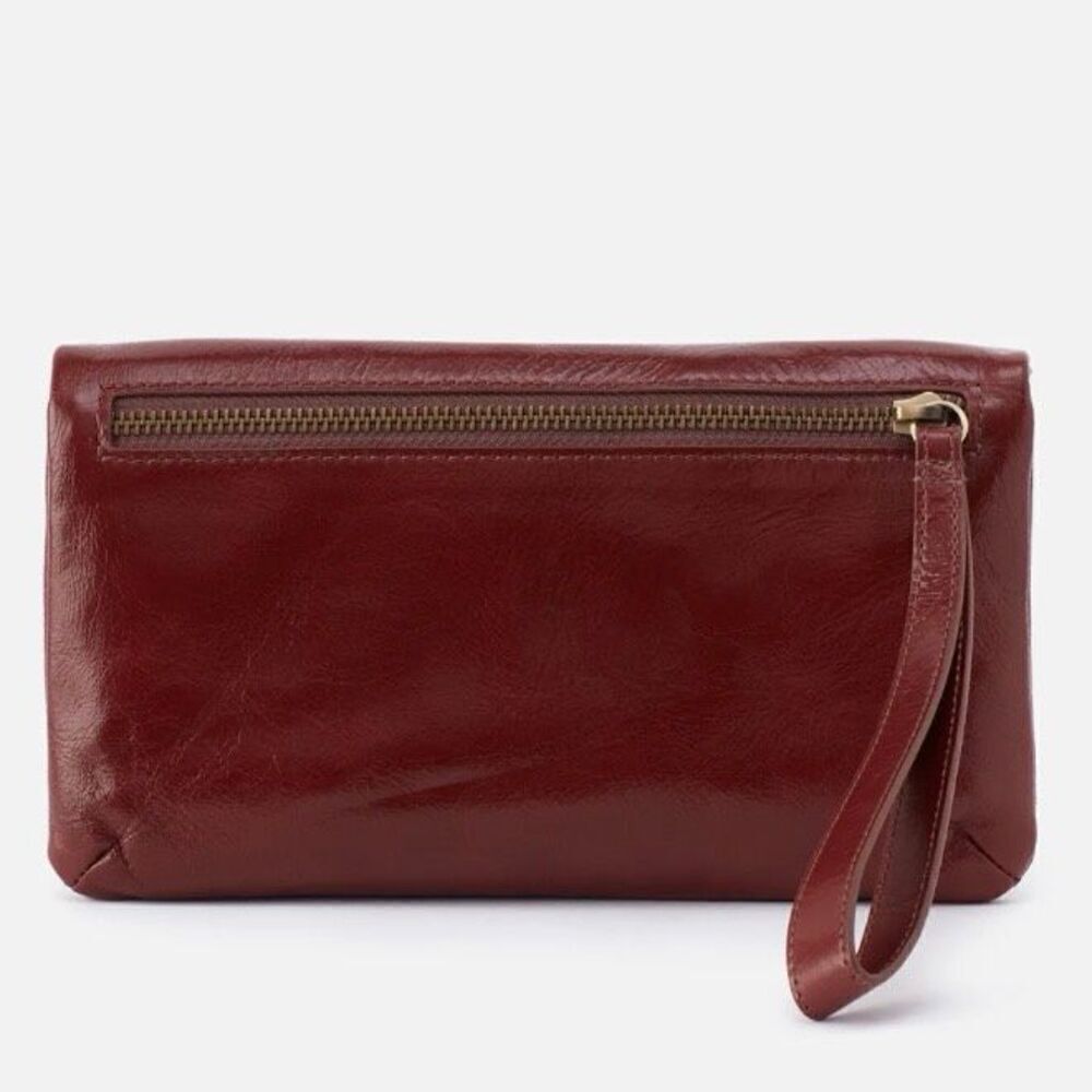 HOBO LAUREN CLUTCH LEATHER WRISTLET WALLET Red Henna Luxury Leather, NWT - Picture 5 of 15